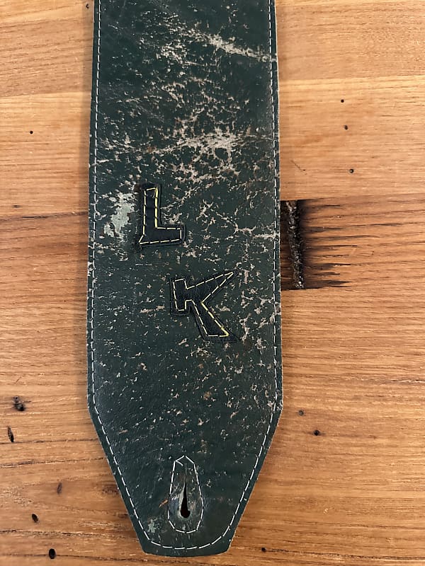 LK Straps Distressed Green Leather Bass Guitar Strap