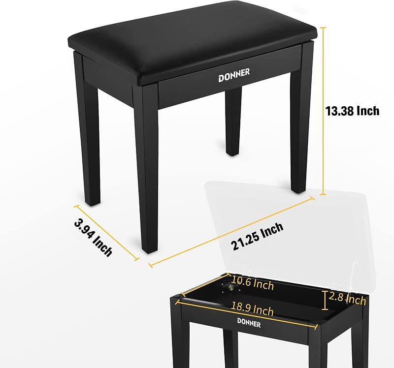 Donner Piano Bench, Adjustable Keyboard Bench Portable Stool Collapsible  Chair Foldable Seat X-Style, 2.4 Inch Thickness High-Density Sponge Padded