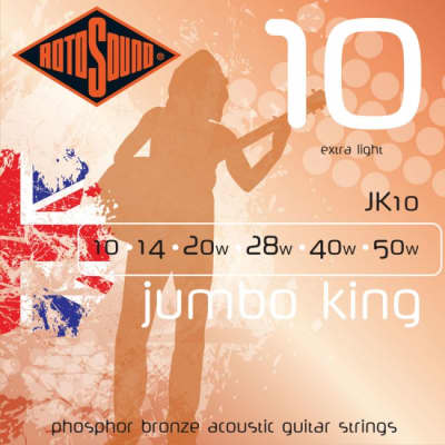 ROTOSOUND JK10 Jumbo King Extra Light 010-050 Phosphor Bronze. Saiten für Akustik-Gitarre for sale
