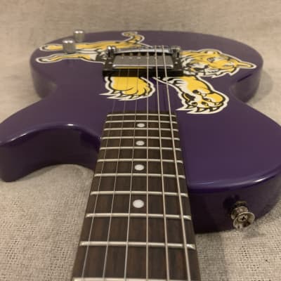 2004 Epiphone Collegiate Les Paul Junior LSU Louisiana State University Tiger Guitar Purple & Yellow Officially Licensed + Original Gig Bag image 6