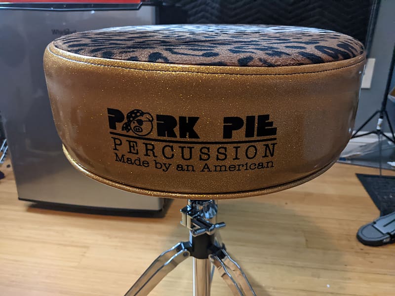 Pork Pie Round Seat Drum Throne Leopard Print Reverb