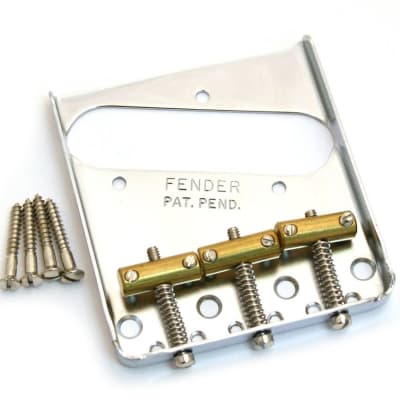 Fender telecaster pat. pend vintage guitar bridge chrome 0990806100 image 1