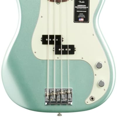 Fender American Pro II Precision Electric Bass, Rosewood Fingerboard (with Case), Mystic Surf Green image 3