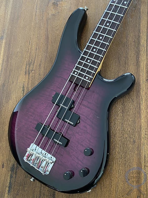 Fernandes Revolver Bass, FRB-40, Quilted Purple Burst, 1990s