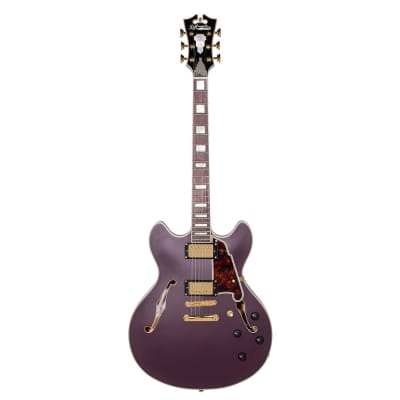 D'angelico Deluxe DC w/ Stop-bar Tailpiece Left-Handed - Matte Plum B Stock image 2