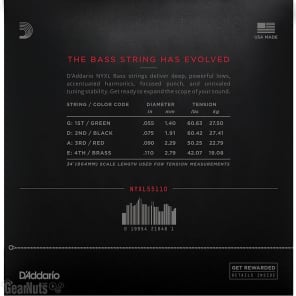 D'Addario NYXL55110 Nickel Wound Bass Guitar Strings - .055-.110 Heavy Long Scale 4-string image 2