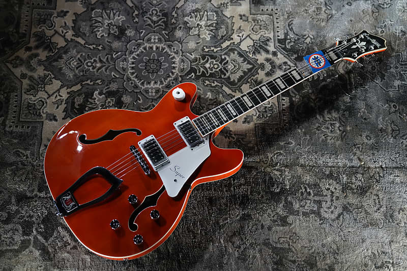 (MINT) Hagstrom Super Viking Semi-Hollow Body Mandarin Flame SUVIK-MDE image 1