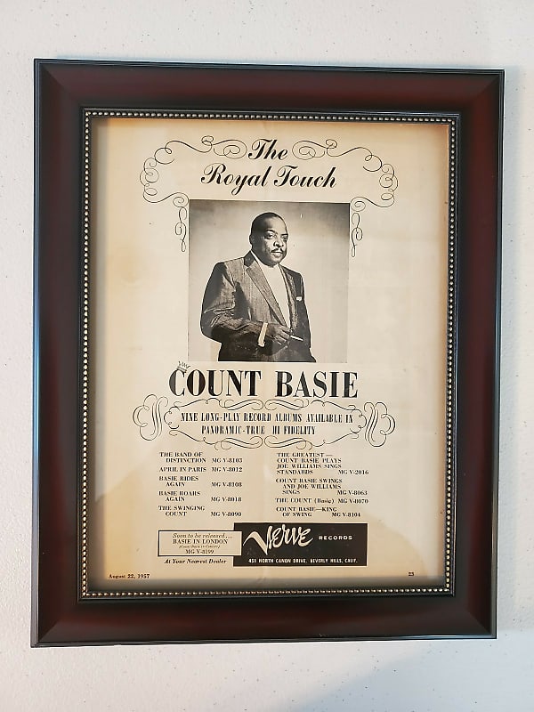 1957 Verve Records Promotional Ad Framed Count Basie Original image 1