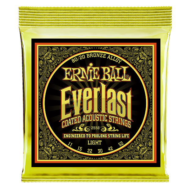 Ernie Ball 2558 Everlast 80/20 Bronze Light Coated Acoustic Guitar Strings (11-52) image 1