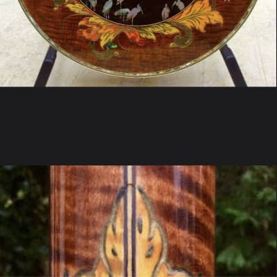 Ome Custom Vegavox Style Presentation Tenor Banjo Circa 2000 Carved and custom dyed image 4