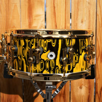 SONOR SQ2 Yellow Tribal/Ebony Heavy Beech Shell | Gold Plated Hardware | 6.5" x 14" Exotic Snare image 2