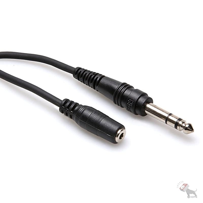 Hosa MHE-325 Headphone Adaptor Cable 3.5 mm TRS to 1/4 in TRS, 25 ft image 1