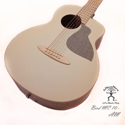 aNueNue Bird MC10 - AM Almond Milk Solid Sitka Spruce & Mahogany Travel Guitar image 3