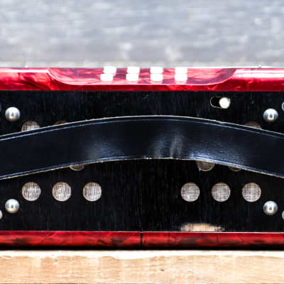 Hohner Erica 2-Row 8-Bass 21-Treble Button G-C Red Diatonic Accordion w/Case image 8