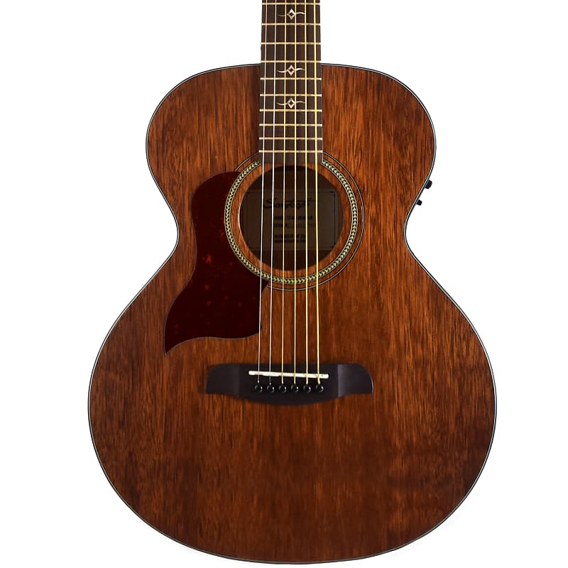 Sawtooth Mahogany Series Left-Handed Solid Mahogany Top Acoustic-Electric Mini Jumbo Guitar with Hard Case and Pick Sampler image 1