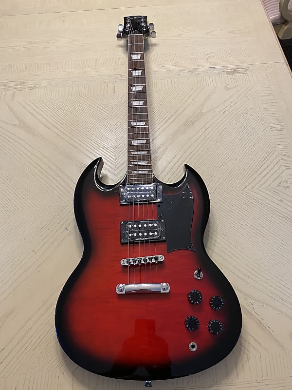 Glen Burton electric Guitar SG style 2000 s Cherry Red Burst