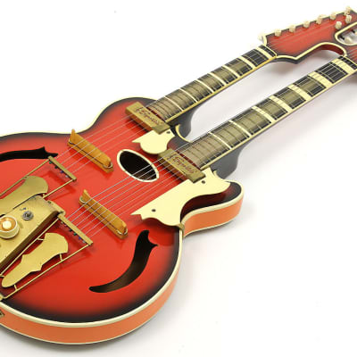 Supertron Double Neck Guitar Mando 1961 Redburst image 12