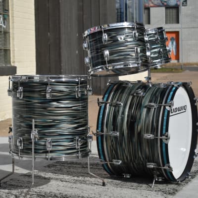 Vintage Ludwig Standard S-330 Drum kit 1970s in Blue Strata - 12, 13, 16, 22 image 3