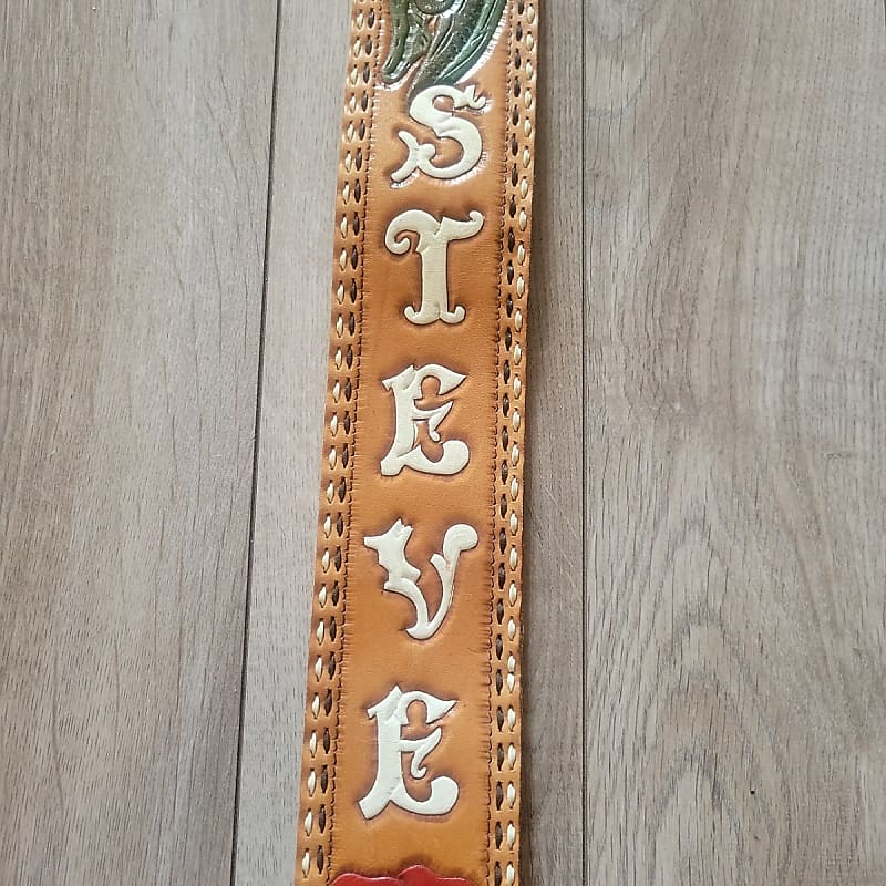 Vintage Country Western Hippie Hand Made Strap Tooled Leather Personalized 'STEVE' image 1
