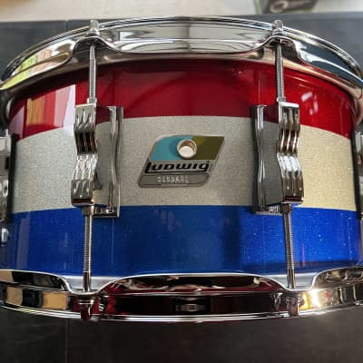 Ludwig 6.5" x 14" Classic Maple Snare Drum - Red, White and Blue Sparkle image 1