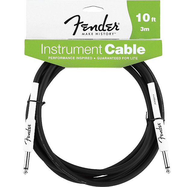 Fender FG-10 Performance Series Guitar Instrument Cable Straight-to-Straight 10' ft Black Rubber image 1