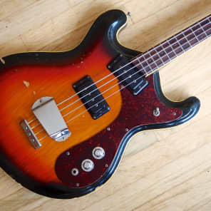 1966 Mosrite Joe Maphis Vintage Hollowbody Electric Bass Guitar Sunburst image 1
