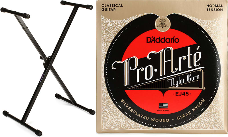 On-Stage KS7190 Classic Single-X Stand  Bundle with D'Addario EJ45 Pro-Arte Classical Guitar Strings - Normal Tension image 1