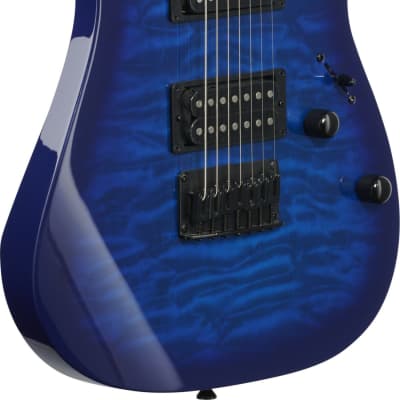 Ibanez GRG7221QA RG Gio 7-String Electric Guitar, Transparent Blue Burst image 4