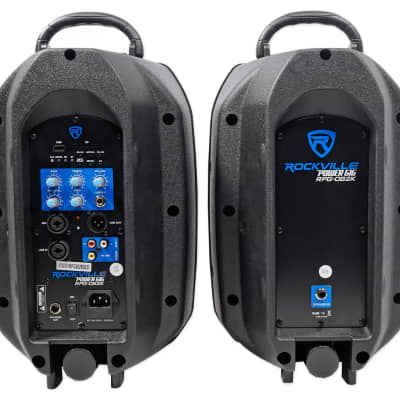 Rockville RPG082K Dual 8" Portable PA System w/Bluetooth+Mic+Stands+Cables+Bags image 15
