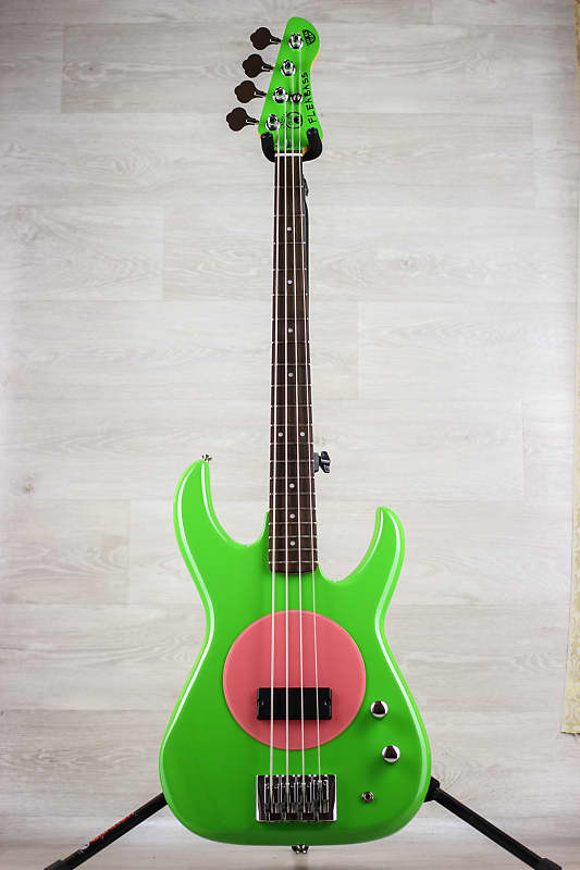 FleaBass "Punk Bass" Model 32 Pink/Green w/ gig bag image 1