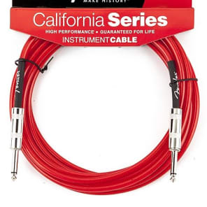 Fender California Instrument Cable, 15', Candy Apple Red 2016
