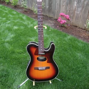 ギター Fender telecoustic DLX Fender Telecoustic Deluxe Acoustic-Electric Guitar Candy