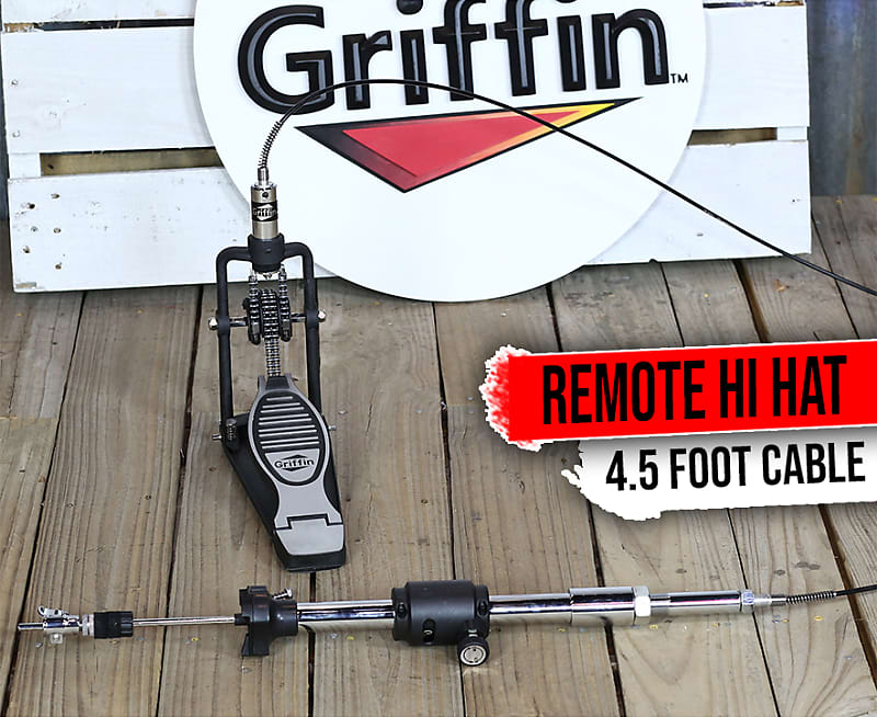 Remote Hi Hat Cymbal Stand GRIFFIN Auxiliary Cable Foot Reverb