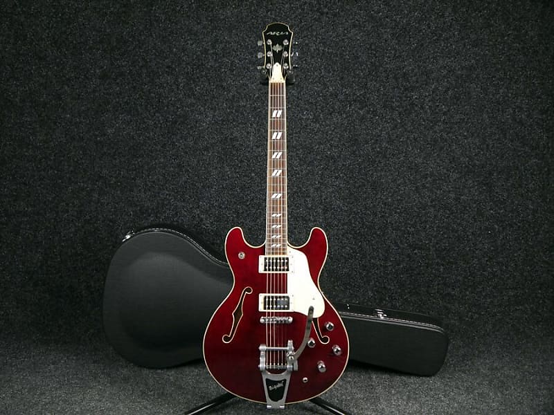 Aria Pro II TA-80 Semi-Hollow Electric Guitar - Wine Red w/Hard Case - 2nd  Hand