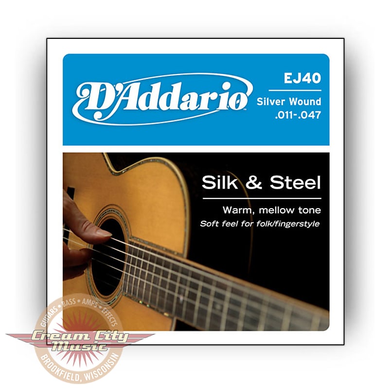 D'Addario EJ40 Silk & Steel Folk Acoustic Guitar Strings .011-.047 image 1