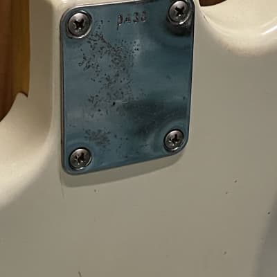 FREAKIN! Danocaster Strat 2014 Nicotine White with Anodized Gold Pickguard V-Neck (Video Demo) image 18