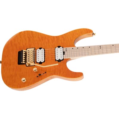 Charvel Pro-Mod DK24 HH FR M Mahogany Guitar with Quilt Maple, Maple, Dark Amber image 2