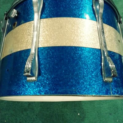 Vintage Ludwig 15x10 Marching Snare Drum 60's/70's Blue And Gold Sparkle image 5