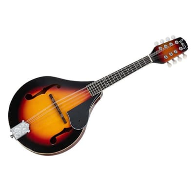 Glarry A Style 8-String Acoustic Mandolin Flatback Acoustic Mandolin with Pick Guard Sunset Color image 1