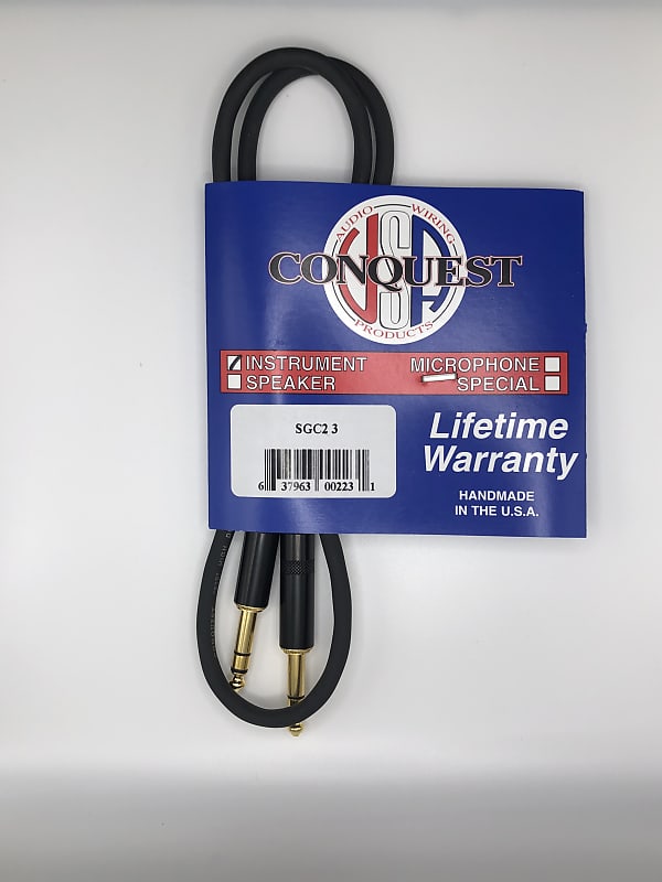 Conquest SGC2 3 TRS Stereo Instrument Cable 3' Str/Str Reverb