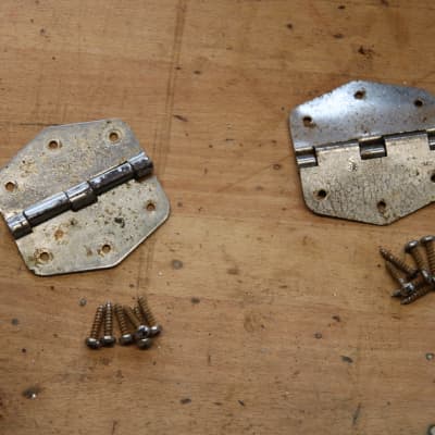 x2 Genuine 1977 Rhodes Mk1 Stage 73-Key Hardware Case Hinges and Screws for Electric Piano Mark I (Suitable parts for 1975-1979) image 1