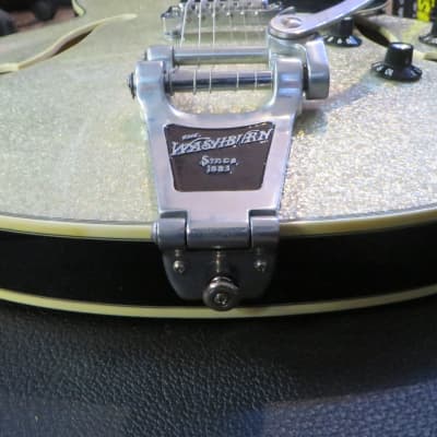 Washburn Washington J9 Hollow Body Electric Guitar w/ OHSC Super Rare Silver Sparkle Finish image 8