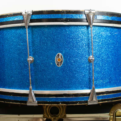 1970s Slingerland 10x26 Sparkling Blue Pearl Scotch Bass Drum image 1