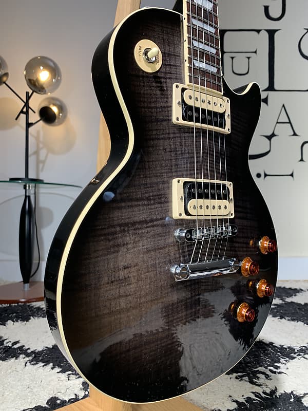 Gibson Les Paul Traditional Pro V Flame Top Electric Guitar Transparent  Ebony Burst