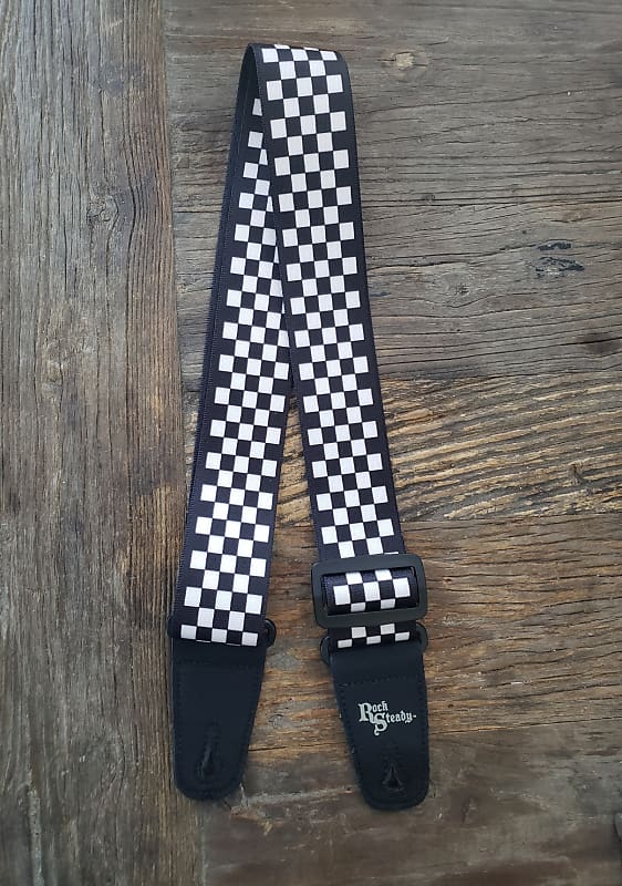 Rock Steady Black and White Checkered Guitar Strap image 1