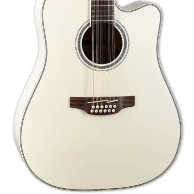 Takamine White 12 String Acoustic Electric Dreadnought Cutaway Guitar w/Case GD37CE-12 PW image 1