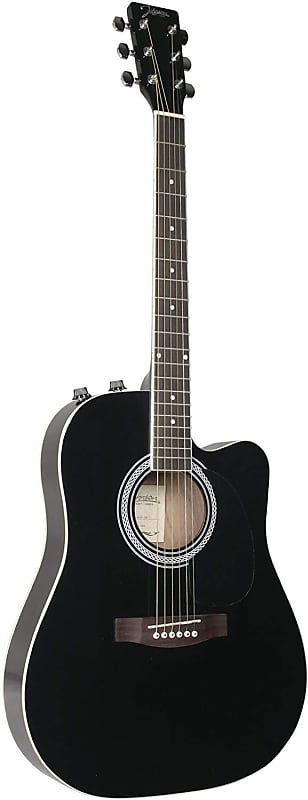 Johnson JG-650-TB Thinbody Acoustic Guitar with Pickup, Black image 1