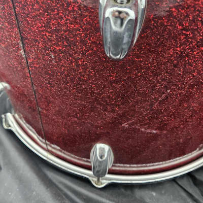 Slingerland Marching Snare Drum - 15x12 1960s - Red Sparkle image 9