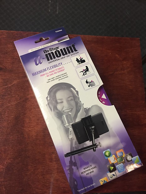 On-Stage TCM1901 Grip-On Universal Tablet/Phone Device Holder w/ U-Mount Round Clamp image 1