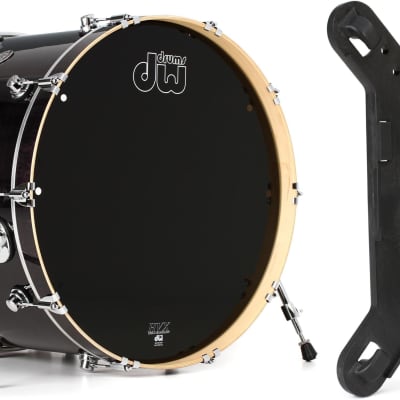 DW Performance Series Bass Drum - 18 x 24 inch - Ebony Stain Lacquer  Bundle with Kelly Concepts Kelly SHU FLATZ System for Shure Beta 91 / 91A image 1